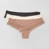 Set Di 3 Tanga In Cotone Pizzo