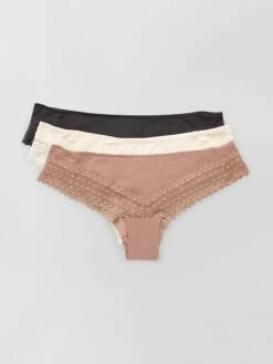 Set Di 3 Tanga In Cotone Pizzo