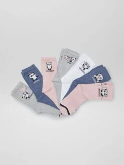 Set Di 7 Paia Di Calzini Con Stampa 'panda'