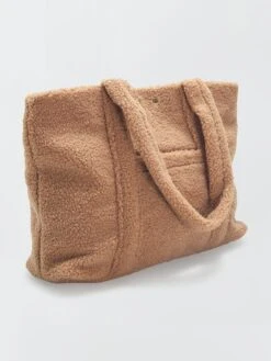 Shopping Bag In Sherpa -Kiabi shopping bag in sherpa marrone axi75 2 frb4