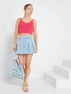 Shorts In Jeans Plissettati