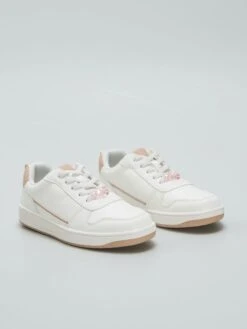 Sneakers Basse Bicolori Con Perle