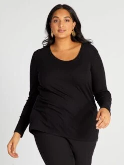 T-shirt A Coste Morbida E Con Scollo Ampio -Kiabi t shirt a coste morbida e con scollo ampio nero ajq32 2 frb4