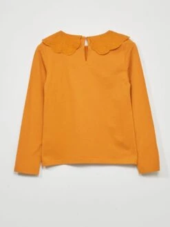 T-shirt A Maniche Lunghe Con Ricamo A Punto Inglese -Kiabi t shirt a maniche lunghe con ricamo a punto inglese giallo ajy85 2 frb3