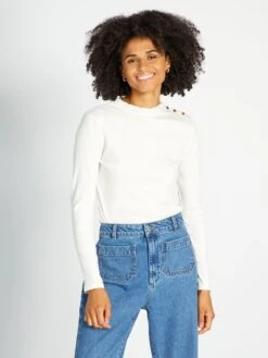 T-shirt A Maniche Lunghe In Maglia A Coste