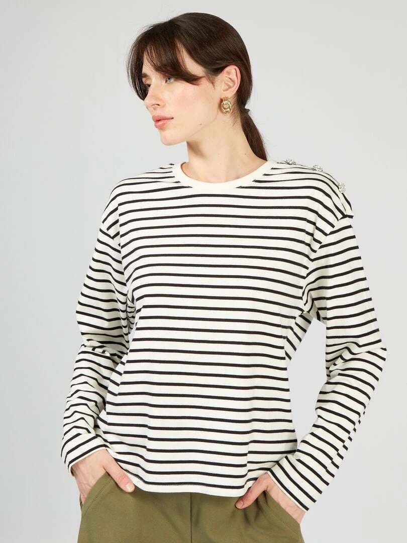 T-shirt A Righe A Maniche Lunghe 1 T-shirt A Righe A Maniche Lunghe