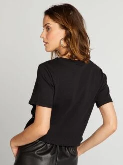 T-shirt Corta Con Linea Di Strass -Kiabi t shirt corta con linea di strass nero bfb51 1 frb4