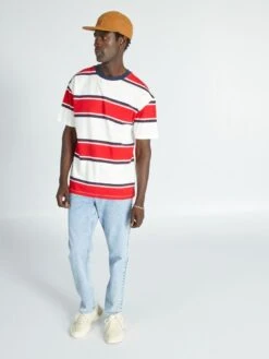 T-shirt In Cotone Piqué A Righe