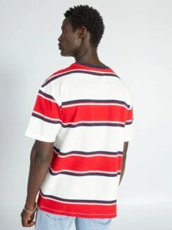 T-shirt In Cotone Piqué A Righe -Kiabi t shirt in cotone pique a righe bianco ahg79 1 frb3
