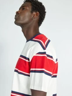 T-shirt In Cotone Piqué A Righe -Kiabi t shirt in cotone pique a righe bianco ahg79 1 frb4