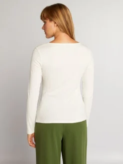 T-shirt In Maglia A Coste Maniche Lunghe -Kiabi t shirt in maglia a coste maniche lunghe bianco aly66 1 frb4