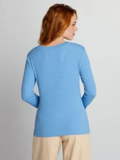 T-shirt In Maglia A Coste Stretch -Kiabi t shirt in maglia a coste stretch blu ye418 20 frb4