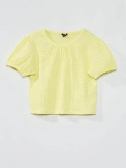 T-shirt In Maglia Goffrata Tinta Unita