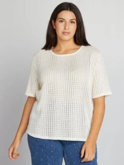 T-shirt In Maglia Pointelle -Kiabi t shirt in maglia pointelle bianco baa41 2 frb5