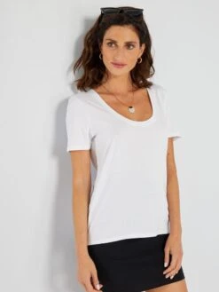 T-shirt In Tessuto Jersey Con Scollo Tondo -Kiabi t shirt in tessuto jersey con scollo tondo bianco acx24 2 frb4