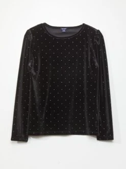 T-shirt In Velluto A Maniche Lunghe