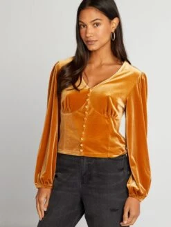 T-shirt In Velluto -Kiabi t shirt in velluto giallo ash94 1 frb3