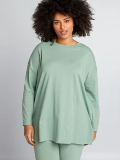 T-shirt Lunga In Jersey Tinta Unita -Kiabi t shirt lunga in jersey tinta unita verde azc30 2 frb4