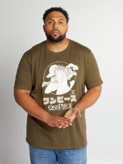 T-shirt 'One Piece' In Jersey -Kiabi t shirt one piece in jersey kaki ase85 1 frb4