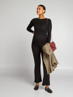 T-shirt Per L'allattamento A Coste -Kiabi t shirt per lallattamento a coste nero akb16 2 frb4