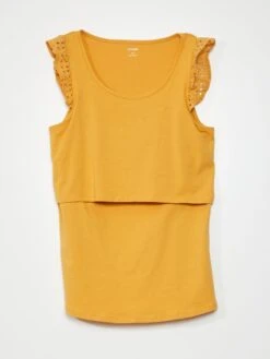 T-shirt Premaman Con Ricamo Punto Inglese