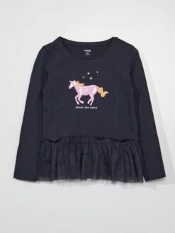 T-shirt Stampata Con Applicazione In Tulle - Halloween