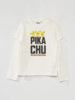 T-shirt Stampata 'Pikachu' A Maniche Lunghe