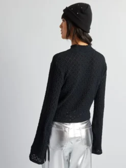 T-shirt Stretch In Maglia Traforata Con Pizzo -Kiabi t shirt stretch in maglia traforata con pizzo nero bfa86 1 frb3