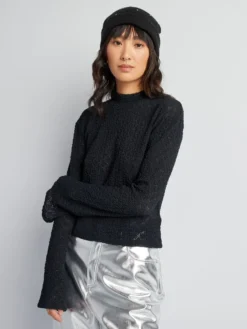 T-shirt Stretch In Maglia Traforata Con Pizzo -Kiabi t shirt stretch in maglia traforata con pizzo nero bfa86 1 frb4