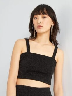 Top Cropped In Maglia Lavorata A Crêpe Leggermente Elastica -Kiabi top cropped in maglia lavorata a crepe leggermente elastica nero asw88 2 frb5