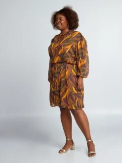 Vestito A Portafoglio Con Stampa Foglie -Kiabi vestito a portafoglio con stampa foglie marrone bfj85 1 frb2