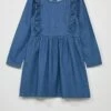 Vestito In Denim Con Volant