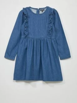 Vestito In Denim Con Volant