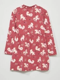 Vestito In Jersey Maniche Lunghe 'Unicorno' -Kiabi vestito in jersey maniche lunghe unicorno rosso ato35 1 frb3
