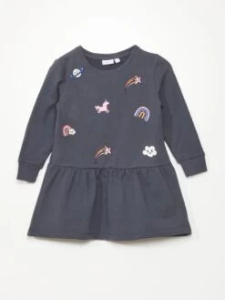 Vestito In Tessuto Felpato Con Stampa