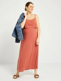 Vestito Lungo Con Spalline Sottili Per L'allattamento