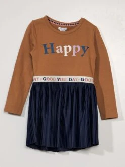 Vestito Plissettata A Maniche Lunghe