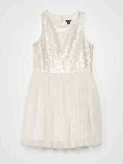 Vestito Senza Maniche Con Paillettes E Tulle